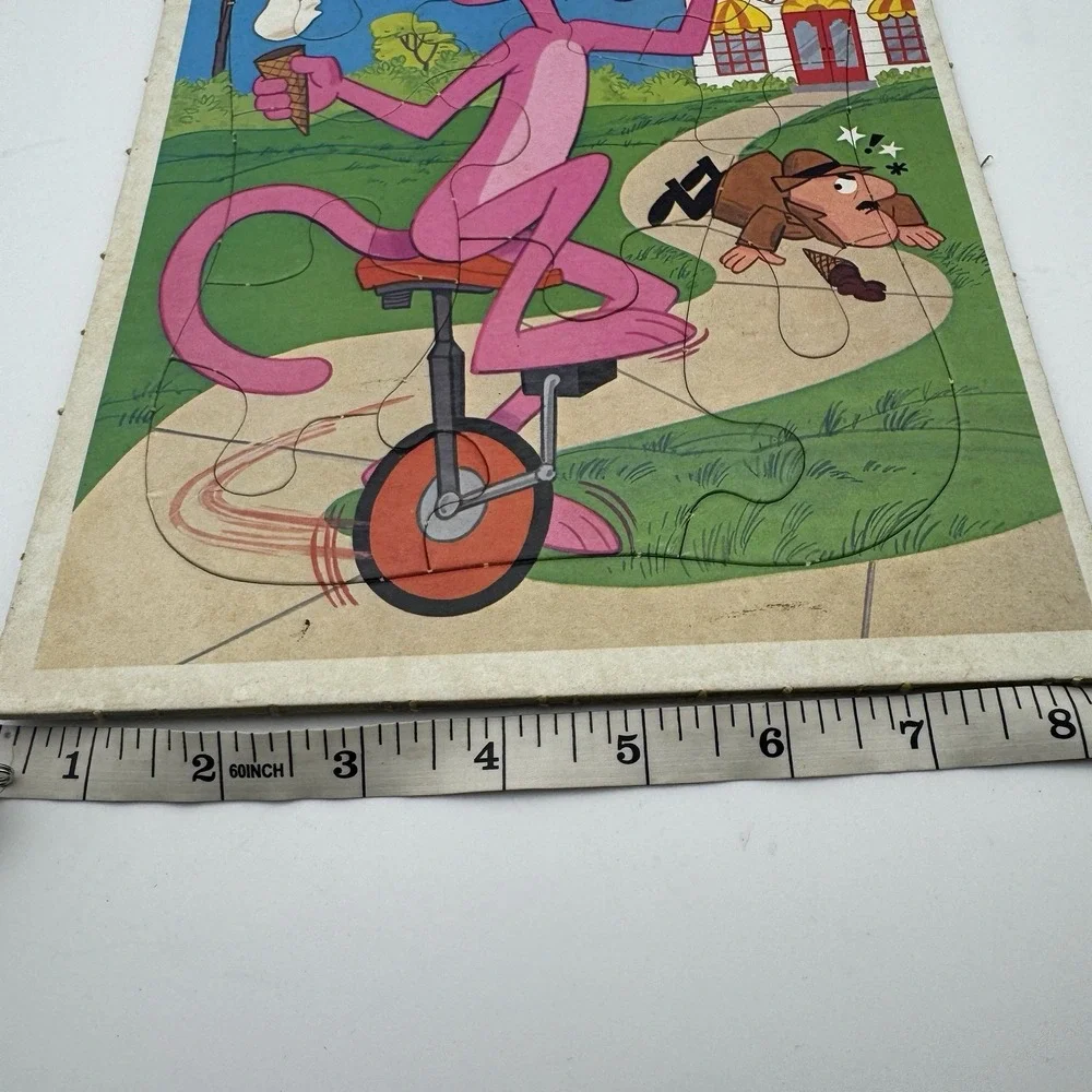 Vintage 1975 THE PINK PANTHER Kids Puzzles - 12 pieces Thick Cardboard‎